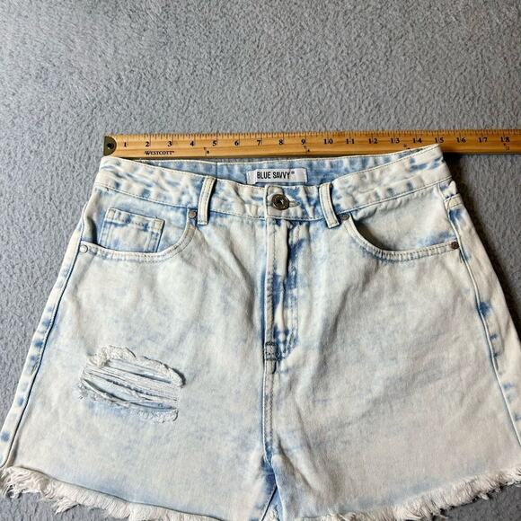 Blue Savvy Shorts Womens 7/28 Blue Distressed Light Wash Cutoff Shorts - Picture 5 of 8